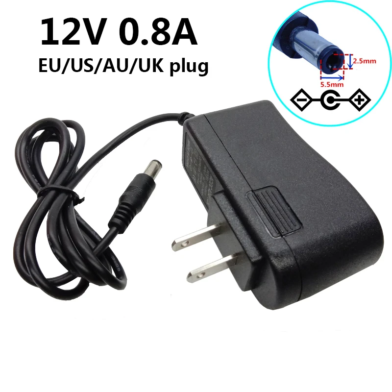 12v 0 8a 800ma Ac 100v 240v Dc 12 V Volt Adaptor Power Supply Adapter 5 5 2 5mm 5 5 2 1mm Us Eu Uk Au Plug Converter Eu Plug 12v 12v 800ma Power Adapterplug Ac Aliexpress