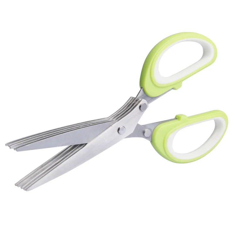 

5 Layers Kitchen Scissor Multifunctional Stainless Steel Shredded Chopped Scallion Cutter Herb Laver Spices Cook Tool Cut G