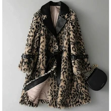 Женская осенне-зимняя леопардовая куртка из искусственного меха, модная женская одежда