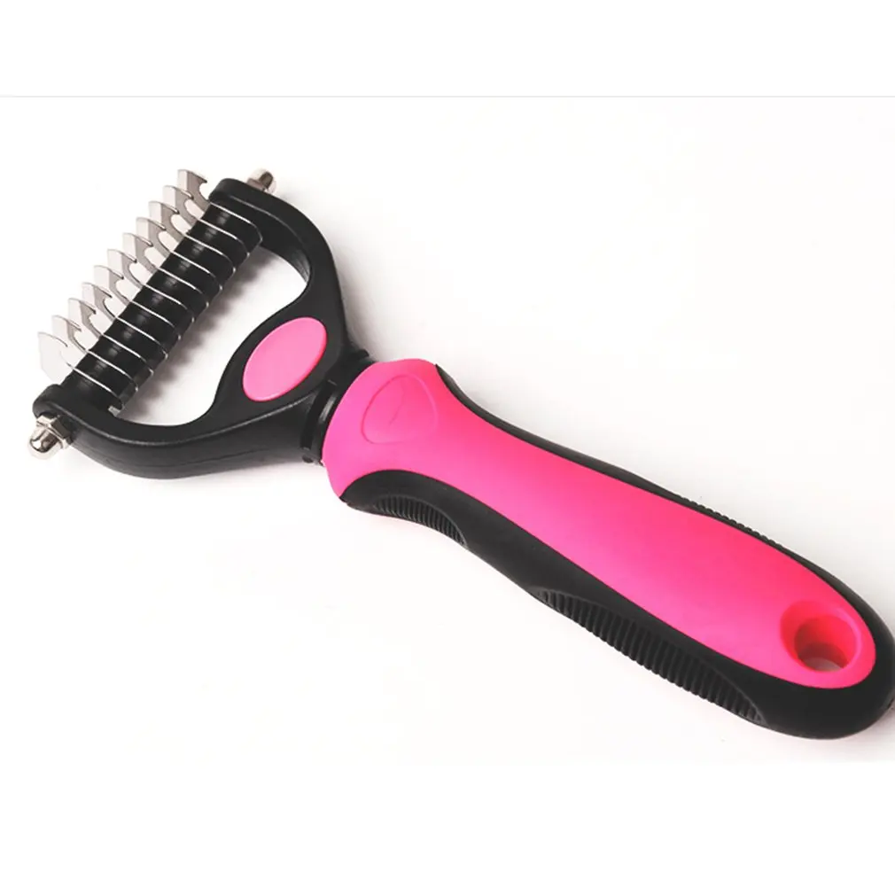 Собака кошка мех Dematting гребень щетка уход инструмент Мягкая Ручка Портативный Deshedding Триммер расческа товары для животных