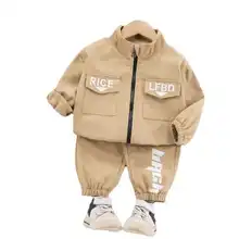 Vêtements de printemps et d'automne pour enfants, fermeture éclair, bébé garçon et fille, veste et pantalon, costume en coton pour nourrissons, survêtement à la mode, 2 pièces/ensembles