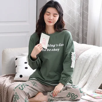 

Women's Pajamas Cute Green Crocodile Crayon Shin-Chan Sleepwear Women Long Cotton Casual Women Home Clothes Winter Warm Pyjamas