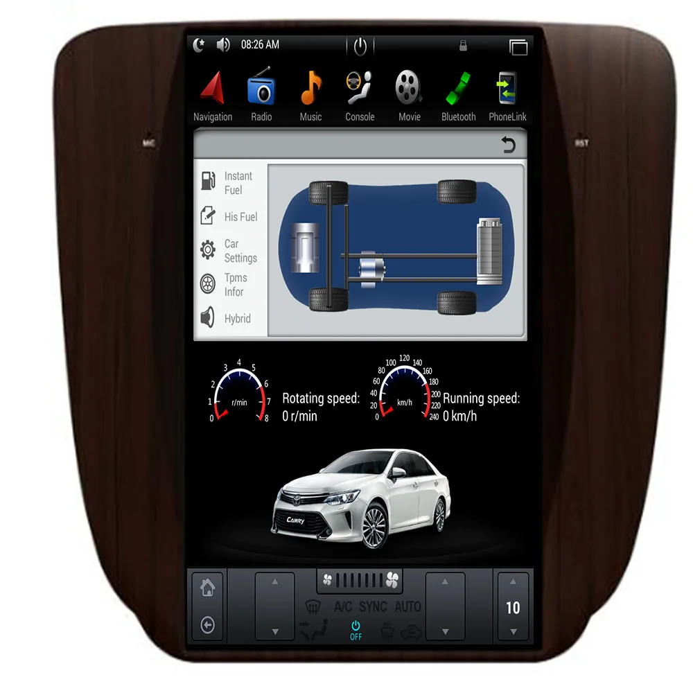 Cheap Android 9 Tesla style Car GPS Navigation For GMC Yukon 2007-2011/Wooden headunit multimedia radio tape recorder IPS no DVD auto 1