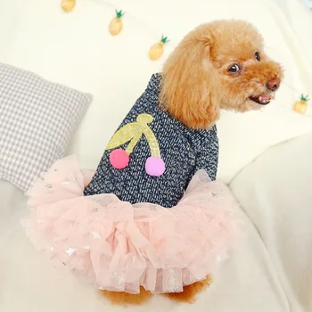 

Cute Cherry Winter Small Dog Puppy Princess Dress Pet Cat Tutu Skirt Dog Puppy Jacket Coat Chihuahua Dog Hoodie Clothes
