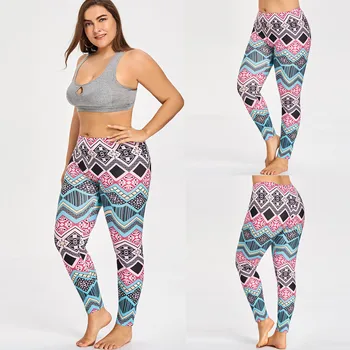 

Women's Fashion Plus Size Casual Digital Printing High Waist Hip Exercise Flexible Leggings Wholesale Free Ship брюки женские Z4
