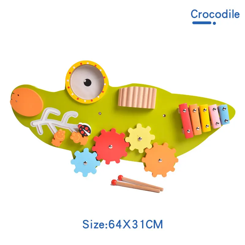 Crocodile Деревянные игрушки Монтессори, детские животные, музыкальный календарь, часы, время, познание, дошкольные развивающие Обучающие приспособления, игрушки для детей - Цвет: Crocodile