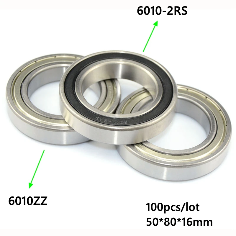 100 шт./лот 6010ZZ 6010-2RS 50x80x16 шарикоподшипник с глубоким желобом 6010 2Z RS герметичные