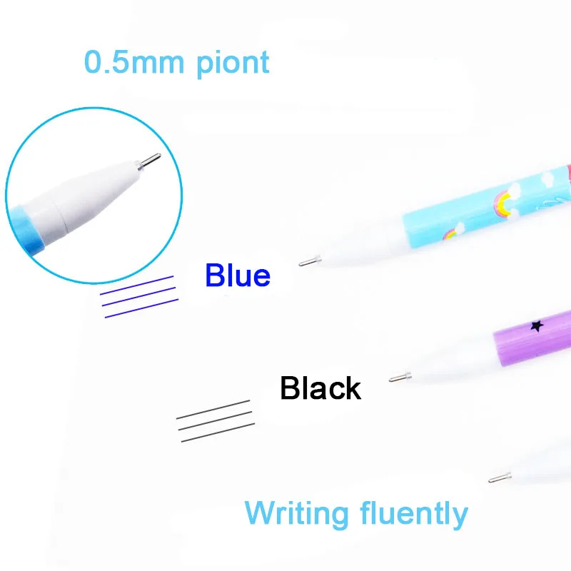 6 шт гелевая стираемая ручка с рисунком единорога, стираемая ручка 0,5 мм, стираемая ручка с синими и черными чернилами, моющаяся ручка для школы, канцелярских принадлежностей, офиса, письма