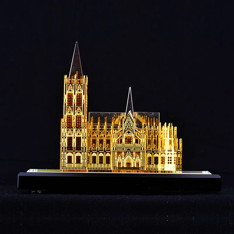 Cologne Cathedral Germany Crystal inlaid with gold Assembling Souvenirs Tower building structure edifice Architecture model