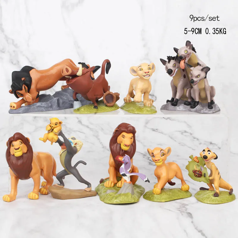 Дисней, 9 шт., мультфильм, львиная защита, король кион, Simba, ПВХ, фигурки, банга, беште, Фули, оно, кукольная статуэтка, детские игрушки