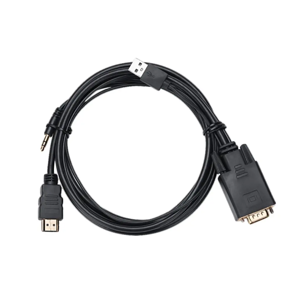 1,8 метров VGA HDMI Кабель-адаптер соединитель USB аудио VGA в HDMI адаптер конвертер для ПК ноутбук к HDTV проектор