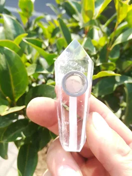 

Mujia drop shipping wholesale natural white crystal smoke pipe filter + Quartz Healing stick free delivery 1PC