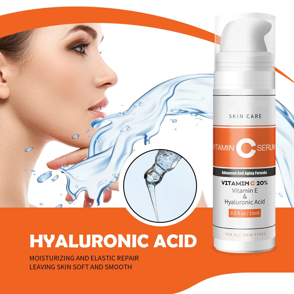 MO TULIP Pure Vitamin C Serum Liquid Freckle Removal Acne Scars Hyaluronic Acid Anti-wrinkle Vc Face Serum Fade Dark Spot