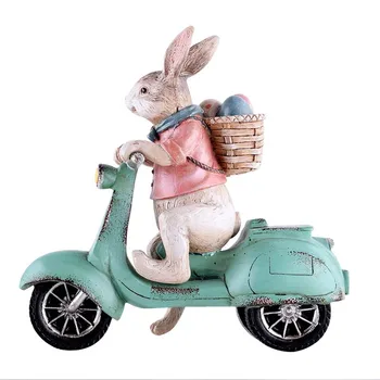 

Vintage Retro Rabbit Rides Motorcycle & Plane Miniature Model Home Decoration Kids Toys Gifts Children Bedside Decoration Crafts