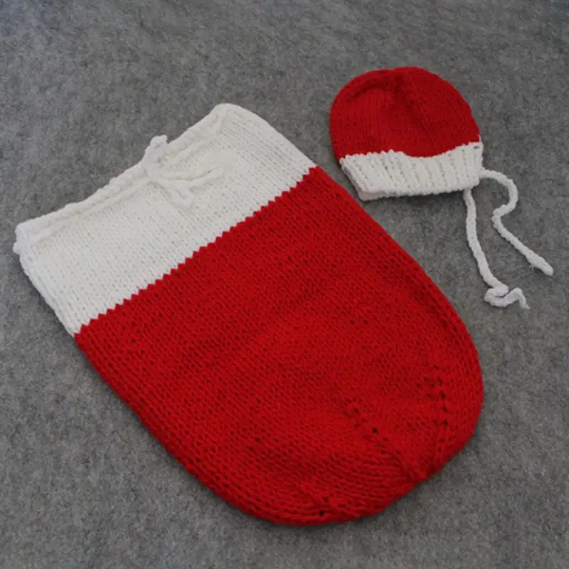 2 Pcs Set Baby Crochet Knit Costume Newborn Photography Props Xmas Shoot Hat P31B