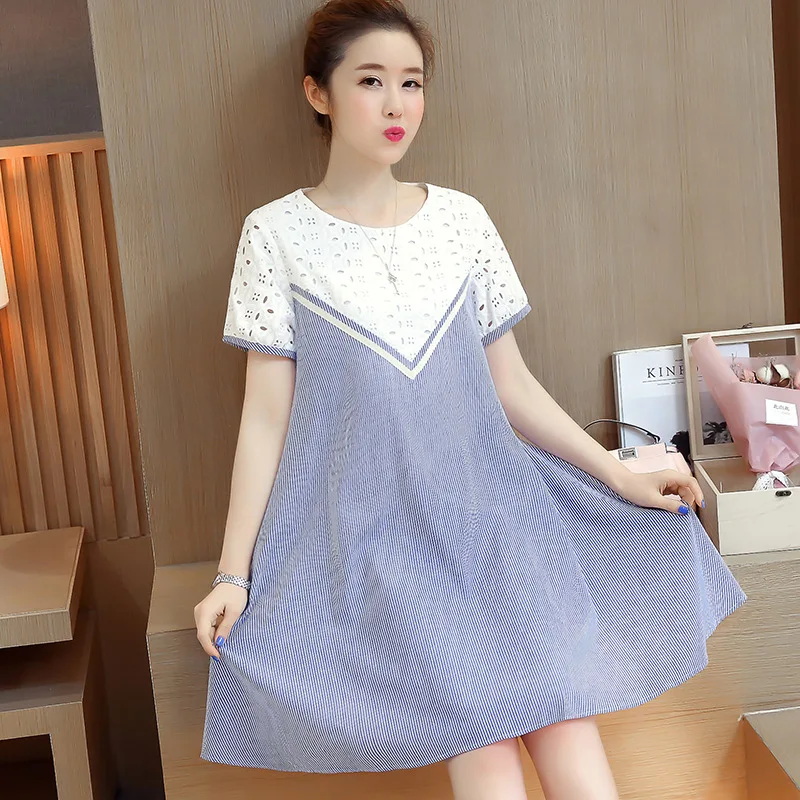 

Pregnant Women Dress 2019 Summer New Style A- line Short Sleeve Fashion Mid-length Korean-style Loose Sundress Fashion Mom Mater