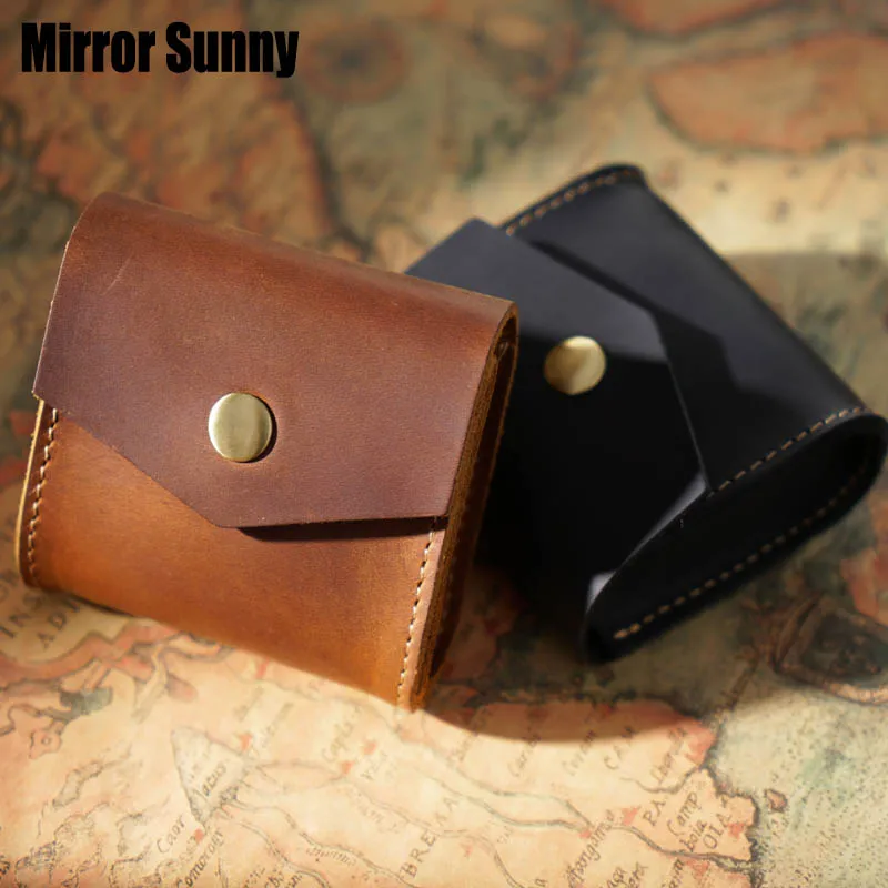 

First Layer Cowhide Genuine Leather Mini Storage Bag Coin Purse Creative Retro Coin Key Case Earphone Bag Data Line Small Wallet