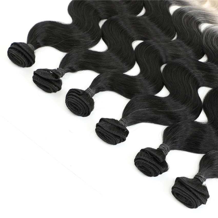Омбре пряди волос синтетические волосы для наращивания объемные волнистые пряди T613 6 шт. 24 дюйма волосы ткет все в одной упаковке 240 г