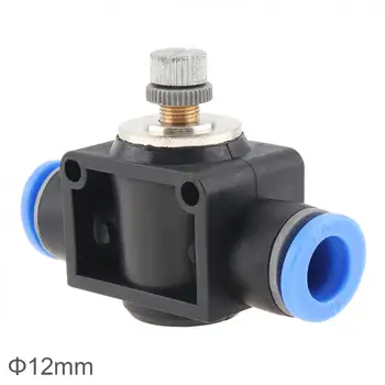 

12mm Black Adjustable Pneumatic Components Quick Connector Gas Flow Hand Valve with Plastic Socket for PU /Nylon Air Tube