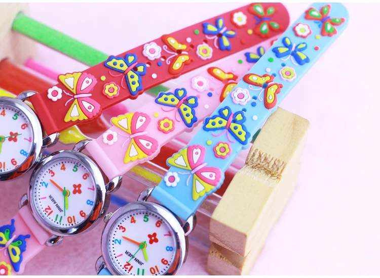 3D мультфильм Мода бабочка силиконовый дизайн детские часы для девочек и мальчиков студентов кварцевые наручные часы relogio kol saati
