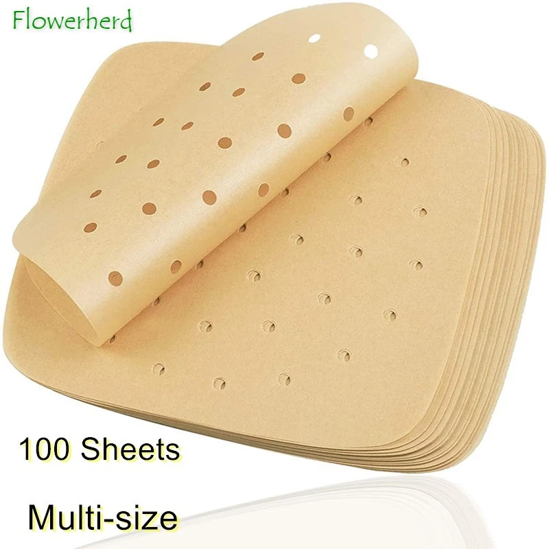 Air Fryer Parchment Paper, Unbleached Perforated Square Steaming Paper