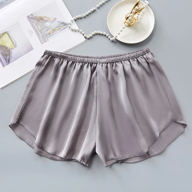 Fashion Safety Pants Ice Silk Boxer Shorts Mid-Rised Seamless Underwear Mid-Rised Intimates Anti-Emptied Ladies Safety Pants grey