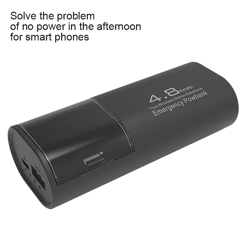 Wireless Bluetooth 5 0 Headphones with 4800MAh Charging Case As Power Bank with Mic USB Type C Cable TWS Stereo In Ear Earphon