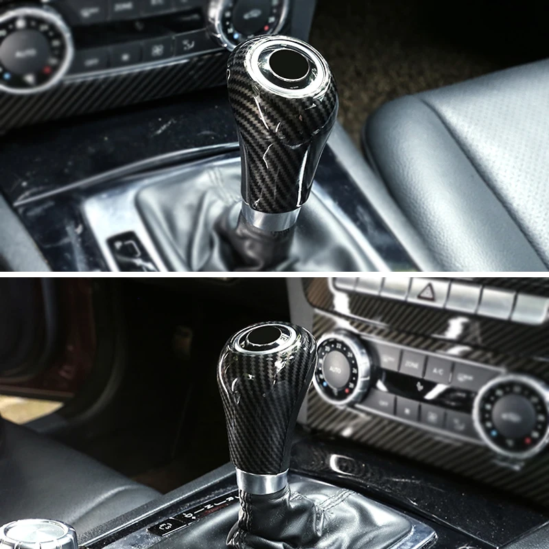 

Car Carbon Fiber Texture Interior Center Control Gear Shift Head Cover Protective Trim For Mercedes Benz C Class W204 2007- 2013