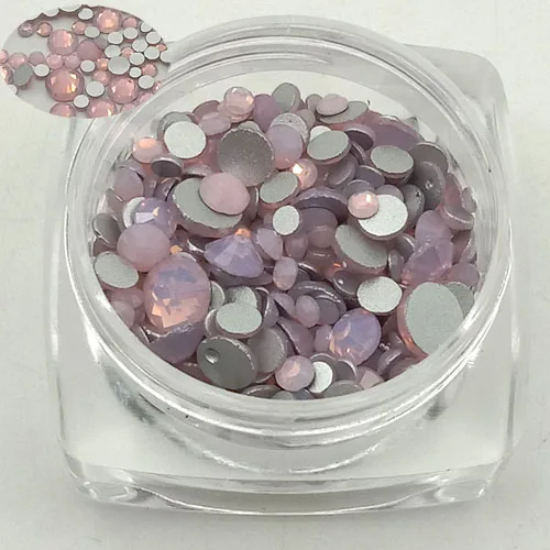 420 шт кристаллы стеклянный опал Стразы для украшения для ногтей смешанный размер драгоценные камни бисер Подвески Аксессуары для ногтей 1,3 мм-5 мм - Color: 420pcs pink opal
