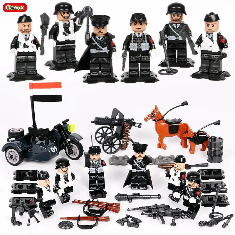 Oenux, новая мировая война 2, мини-солдатики, фигурка, военный строительный блок WW2, модель военного оружия, кирпичная игрушка MOC, Детский Рождественский подарок - Цвет: German Army 7