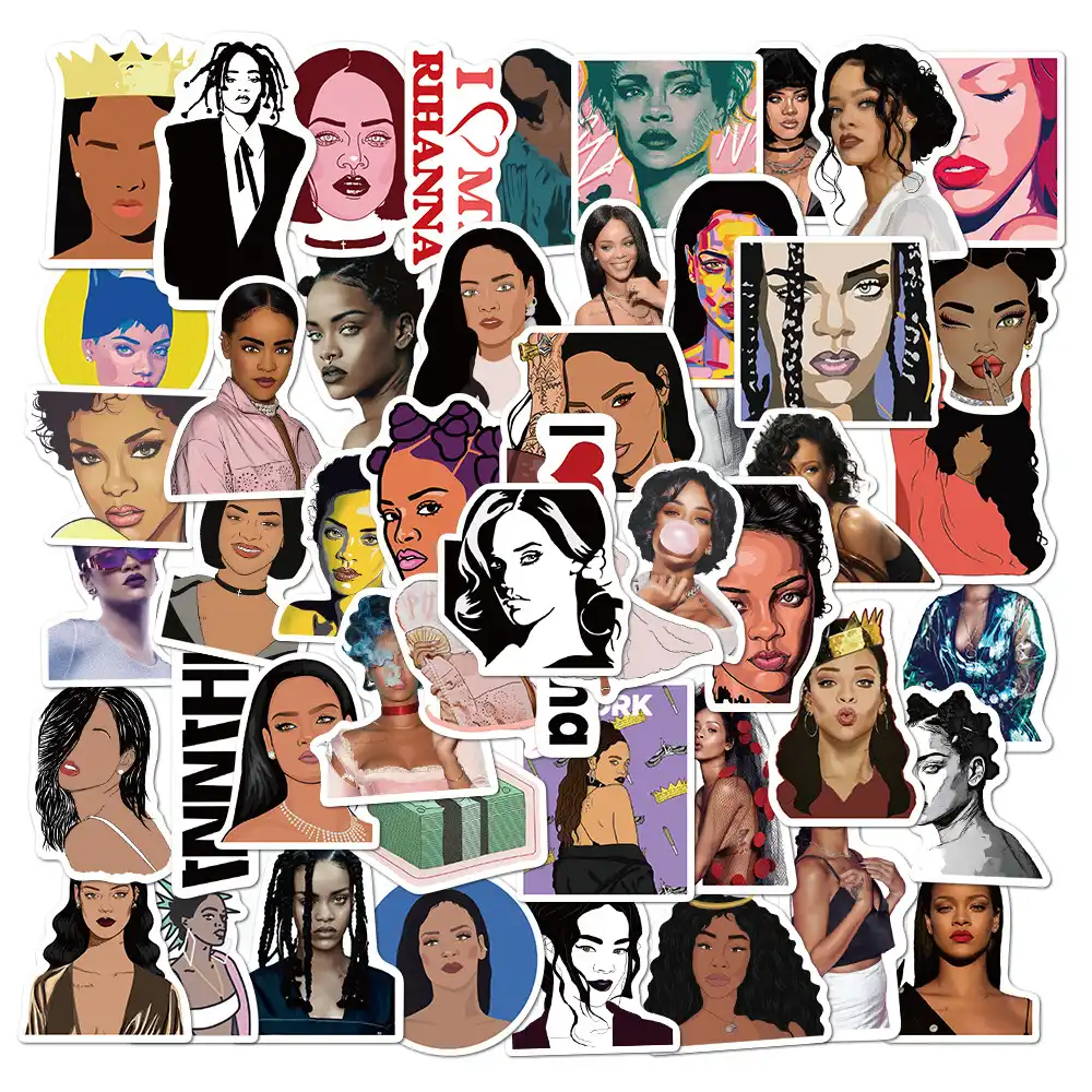 50個リアーナステッカー音楽歌手クールなグラフィティスタイルデカールステッカー防水ギター電話ラップトップオートバイ車のヘルメット ステッカー Aliexpress