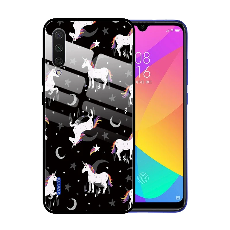 Cute Unicorn Glass Case Cover for Xiaomi Mi Note 10 Pro 9 9T CC9 CC9E SE 8 Lite Mix 3 A3 A2 A1 6X POCO F1 No.531 | Мобильные