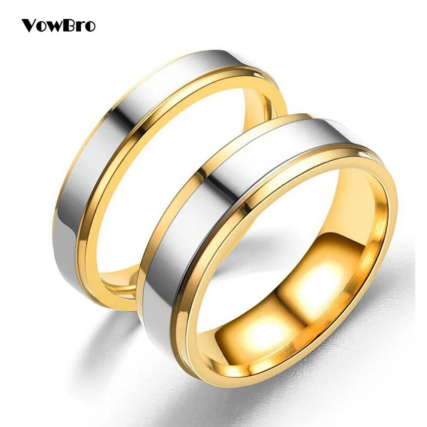 New Fashion Simple Design 316 Titanium Steel Mens Rings Lover Couple Alliance Gold Wedding Band Set for Women Men | Украшения и