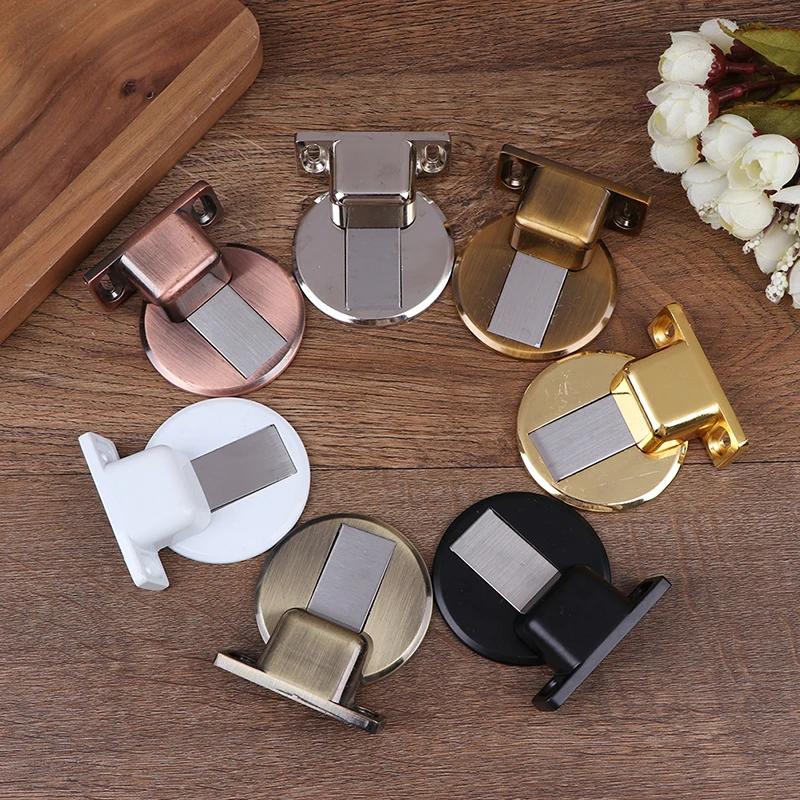Magnetic Stainless Steel Door Stopper Hidden Door Holders Catch Floor Nail-free Doorstop Furniture Hardware 1pc door stopper magnetic door stopper