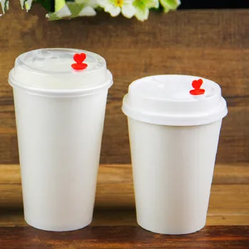 

500pcs Pure white disposable coffee cup 400ml 500ml milk tea cold and hot drink juice paper cup takeawy packaging cups with lid