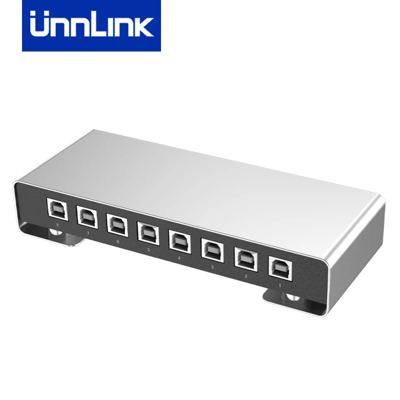 Unnlink-Conjunto de controlador síncrono, teclado e rato, 8 portas USB, KMV, computadores e portáteis, mesas para estação de trabalho, 8 PCs, 1 conjunto