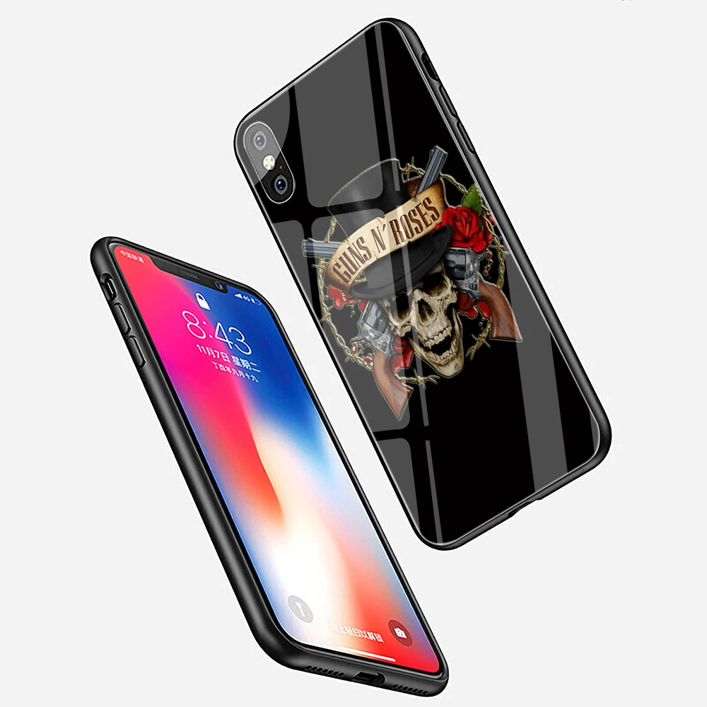 EWAU guns n Roses чехол из закаленного стекла для телефона для iphone 5 5s SE 6 6s 7 8 Plus X XR XS 11 pro Max
