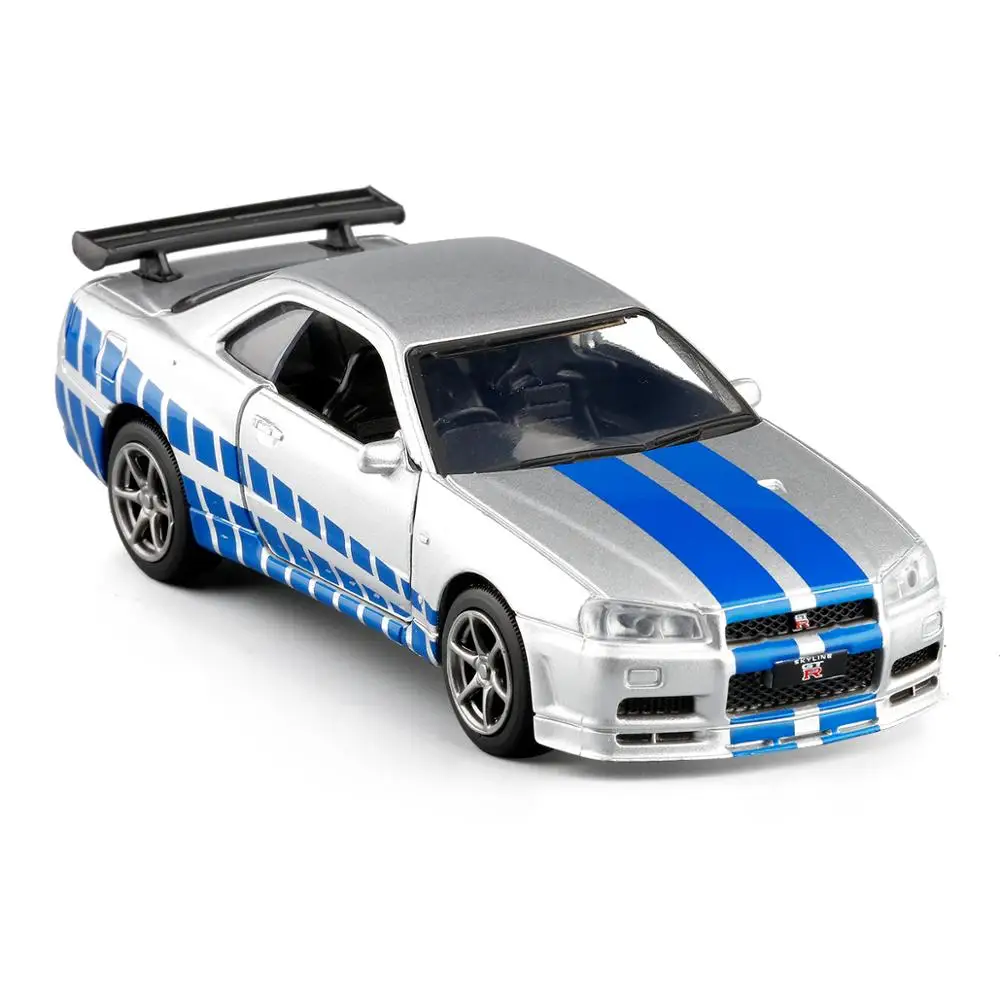 Высокое качество 1:36 Nissan GT R R34 модель спортивного автомобиля из сплава с имитацией