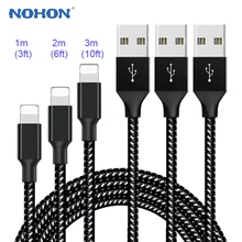 NOHON 1 м 2 м 3 м USB кабель для iPhone X XS Max XR 8 Быстрая зарядка USB кабель для передачи данных для iPhone XS iPad iPod кабели для мобильных телефонов провода