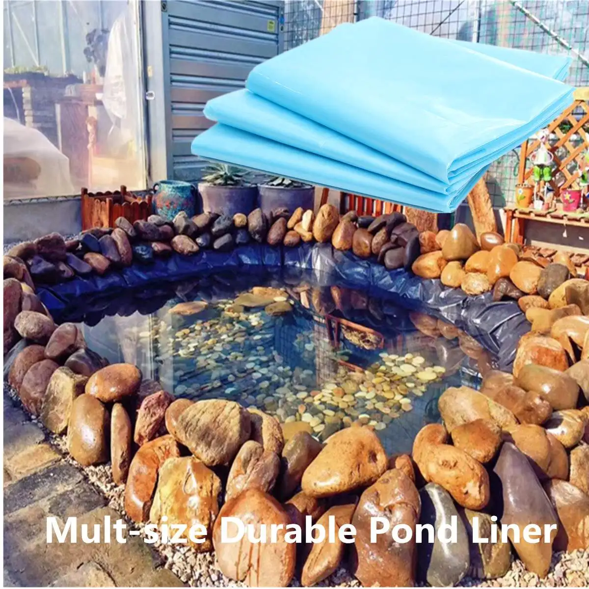 6Sizes Blue HDPE Fish Pond Liner Garden Pools Reinforced Heavy Landscaping Pool Waterproof Cloth 3-10M | Дом и сад