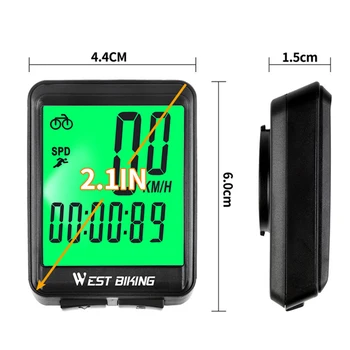 

Waterproof Bicycle Computer Wireless MTB Bike Cycling Odometer Stopwatch Speedometer 2.1" Large Screen for Cycling New Hot