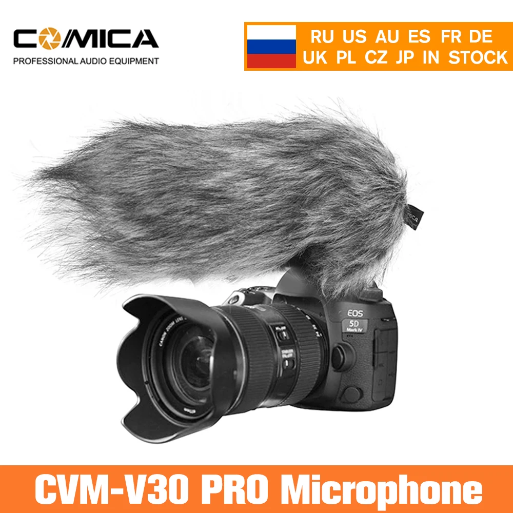 Sony,Panasonic,Fuji,Olympus DSLR Cameras Comica CVM-V30PRO R 3.5mm on Camera Microphone Directional Condenser Shotgun Video Microphone Interview Mic for Canon,Nikon with Wind Muff