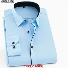 MFERLIER зимние рубашки для мужчин с длинным рукавом большой размер 5XL офисная рубашка Формальные Простые 9XL 10XL 12XL Осенние рабочие рубашки розовые