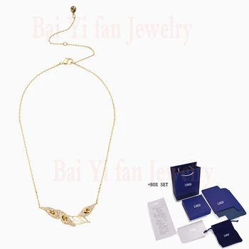 

Fashion SWA New GRACEFUL BLOOM Necklace Brown Gold Leaves Capture Petal Shape Pattern Crystal Elegant Female Jewelry Gift