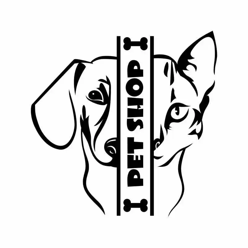 DCTAL Dog Cat Grooming Salon Pet Shop Sticker Decal Posters Vinyl Wall Art Decals Parede Decor Mural Pet Shop Sticker