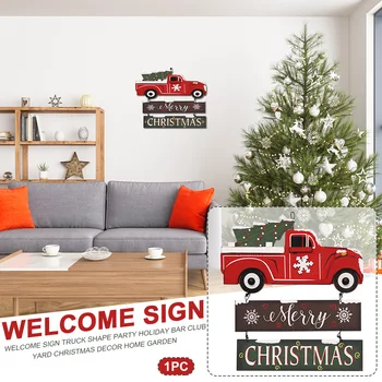 

Party Christmas Decor Yard Holiday Double Sided Welcome Sign Wall Hanging Door Home Garden Bar Club Truck Shape Festival Wooden