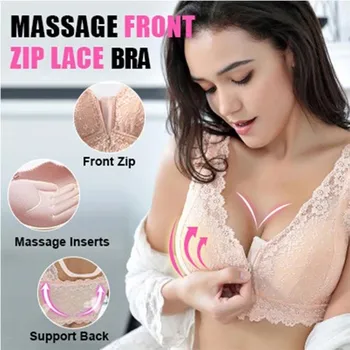 

Women Lace Bra Adjustable Front Closure Extra-elastic Full Cup Large Wire-free Sleep Bra Underwear Push Up Bra Female Bras 2020