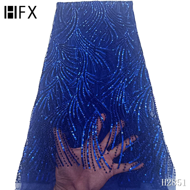 HFX африканская французская кружевная ткань высокого качества вышитая кружевная тюль с блестками gliter нигерийские кружева с сеткой для вечерней вечеринки X2851