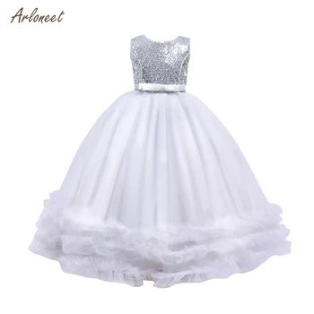 

ARLONEET girls dresses for party and wedding Solid Patchwork Tulle Party Dress Princess Dresses roupas infantis menina 2019