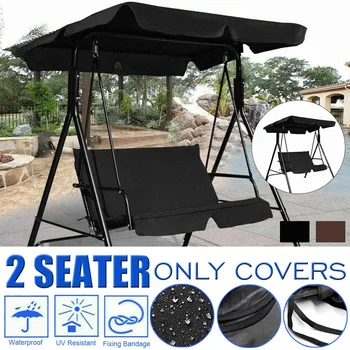 

2 Seat Garden Swing Chair Canopy Cover Shade Sail Waterproof UV Resistant No Fade Outdoor Courtyard Hammock Tent Swing Top Cover